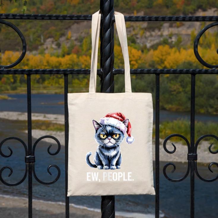 Ew People Cat Christmas Introvert Holiday Humor Canvas Tote Bag