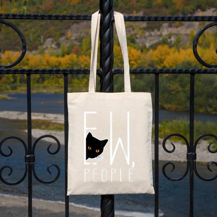 Ew People Cat Introvert Anti-Social Canvas Tote Bag