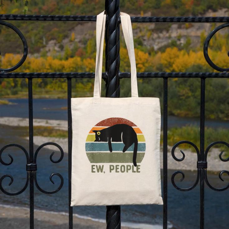 Ew People Cat Lazy Introvert Anti Social Canvas Tote Bag
