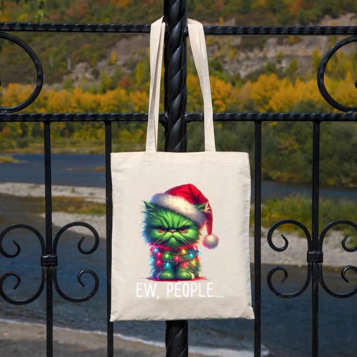 Ew People Meowy Cat Christmas Introvert Men Women Canvas Tote Bag
