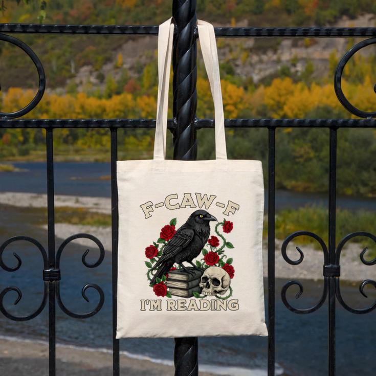 F-CAW-F I'm Reading Crow Book Lover Introvert Meme Canvas Tote Bag