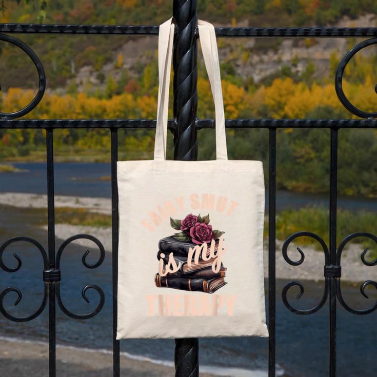 Fairy Smut Is My Therapy Romantasy Spicy Books Faerie Tales Canvas Tote Bag