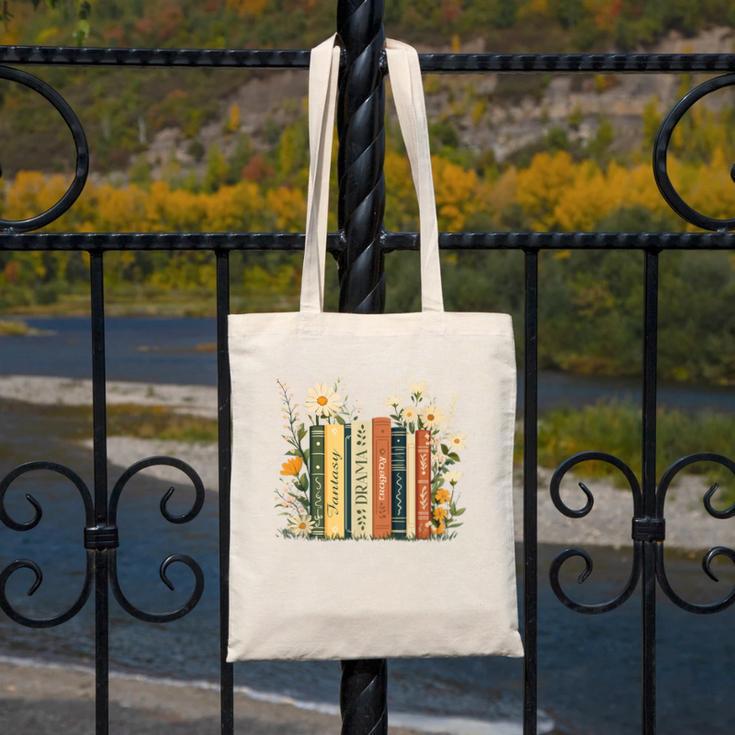 Fantasy Drama Tragedy Book Floral Subtle Canvas Tote Bag Fantasy Drama Tragedy Book Floral Subtle Canvas Tote Bag