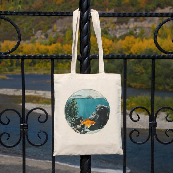 Fish Bowl Frutiger Aero Y2K Retro Vibes Canvas Tote Bag