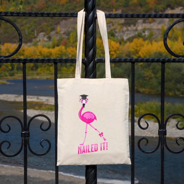 Flamingo Nailed It Graduation Flamingo Canvas Tote Bag