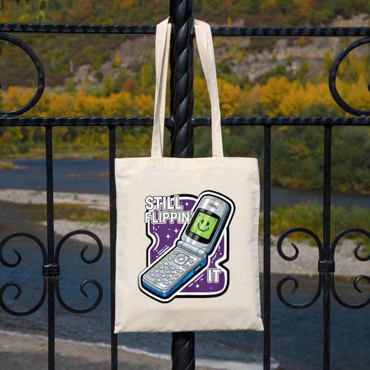 Still Flippin' It Retro Flip Phone 90s Y2K Nostalgia Canvas Tote Bag Still Flippin' It Retro Flip Phone 90s Y2K Nostalgia Canvas Tote Bag