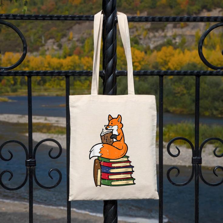 Fox Books Read Reading Librarian America Men Women Kids Canvas Tote Bag
