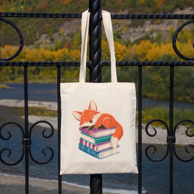 Fox Reading Book Pajama Sleep Canvas Tote Bag