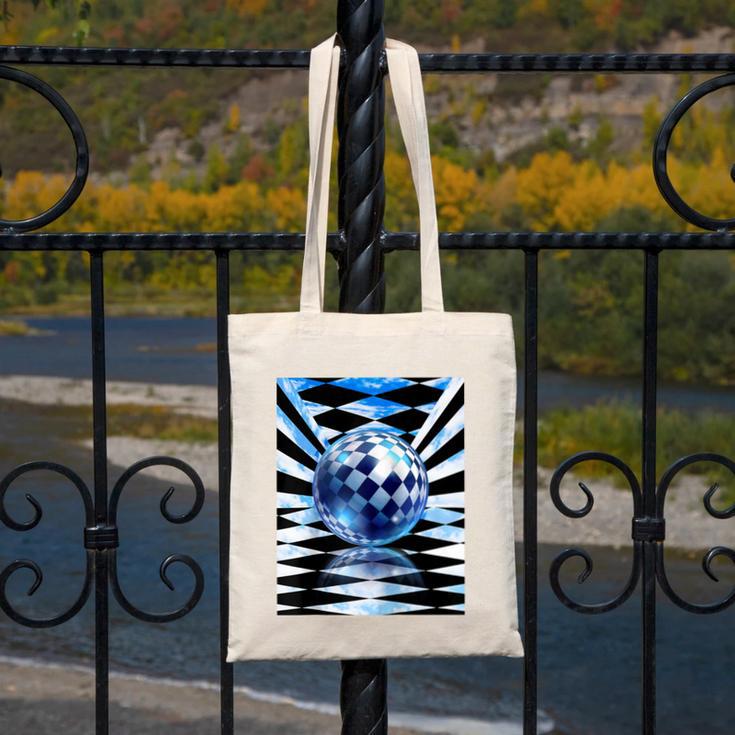Frutiger Aero Aesthetic Tech Checkered Room Orb Sky Raglan Baseball Tee Canvas Tote Bag