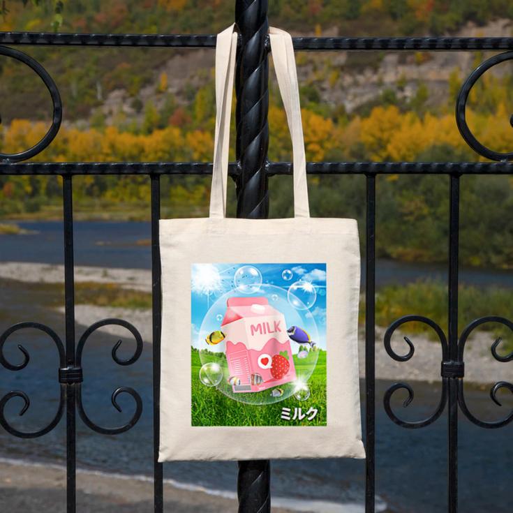 Frutiger Aero Aesthetic Tech Kawaii Strawberry Milk Fishes Raglan Baseball Tee Canvas Tote Bag Frutiger Aero Aesthetic Tech Kawaii Strawberry Milk Fishes Raglan Baseball Tee Canvas Tote Bag