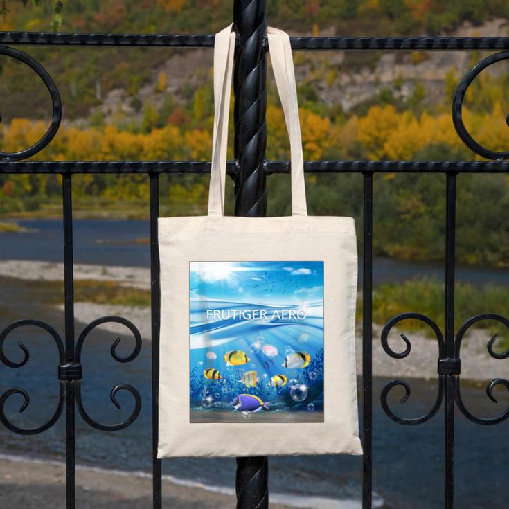 Frutiger Aero Aesthetic Tech Ocean Underwater Fishes Canvas Tote Bag Frutiger Aero Aesthetic Tech Ocean Underwater Fishes Canvas Tote Bag