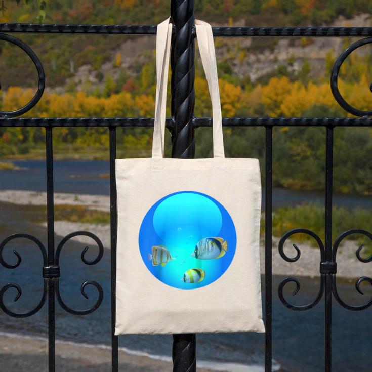 Frutiger Aero Aesthetic Tech Orb Fishes Raglan Baseball Tee Canvas Tote Bag