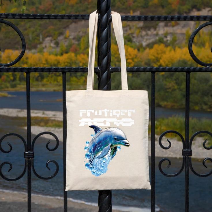 Frutiger Aero Splashy Dolphin Y2k Aesthetic Graphic Premium Canvas Tote Bag