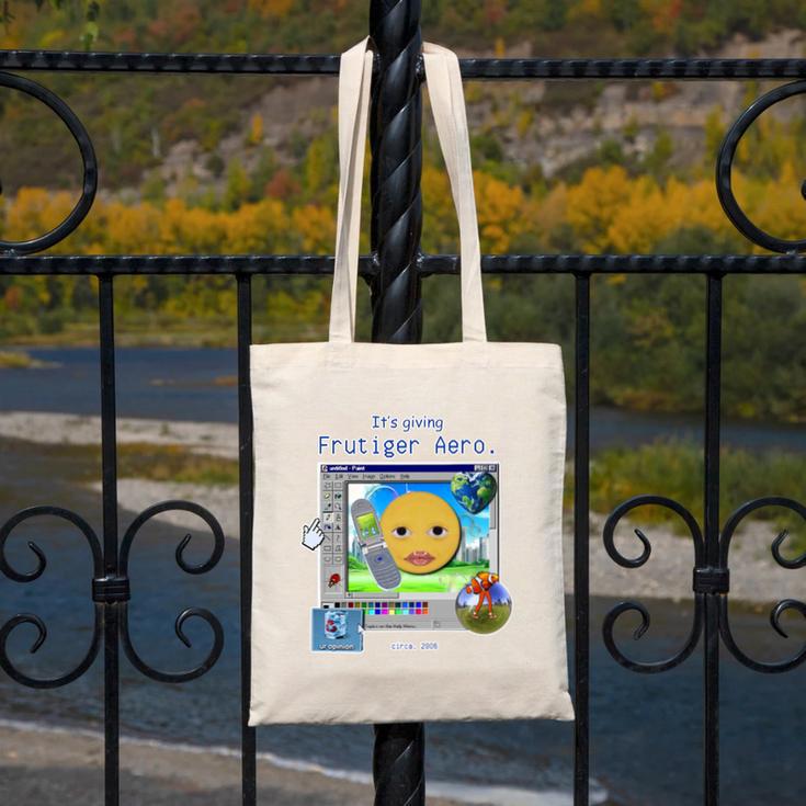Frutiger Aero Y2K Meme Graphic 2000s Nostalgia Premium Canvas Tote Bag Frutiger Aero Y2K Meme Graphic 2000s Nostalgia Premium Canvas Tote Bag