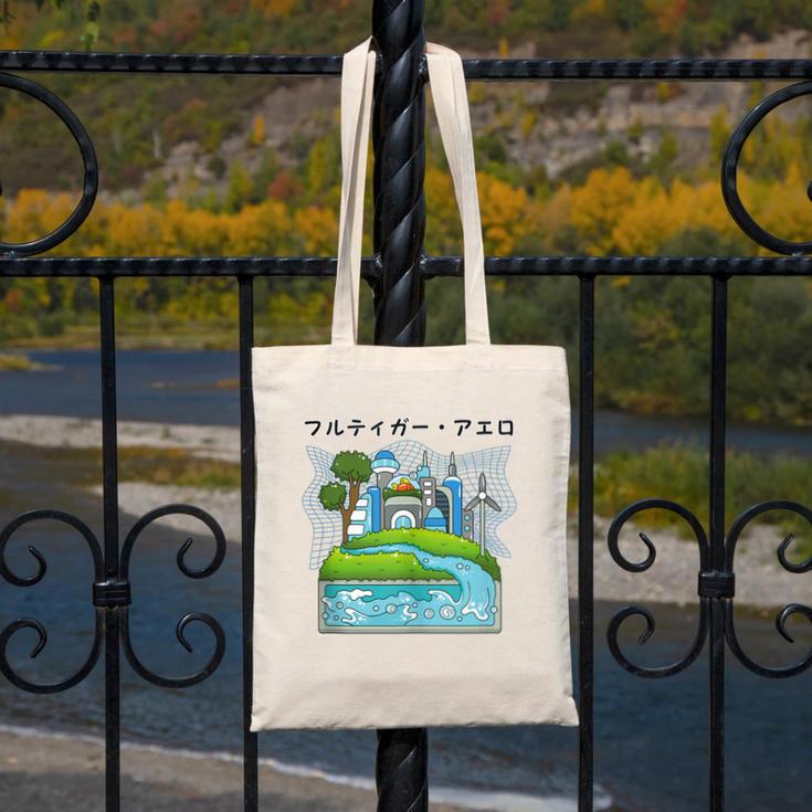 Future City Wind Power Frutiger Aero Y2K Style Ocean Canvas Tote Bag Future City Wind Power Frutiger Aero Y2K Style Ocean Canvas Tote Bag