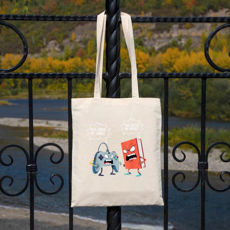 Gamer Book Lover Girl Women Bookworm Video Gaming Daughter Canvas Tote Bag
