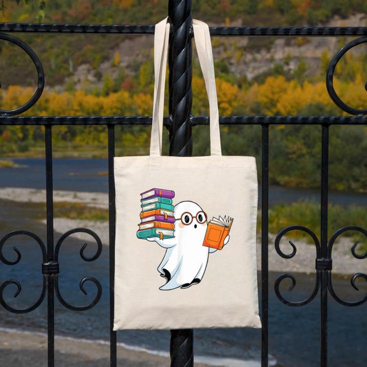 Ghost Reading Books Halloween Library Canvas Tote Bag Ghost Reading Books Halloween Library Canvas Tote Bag