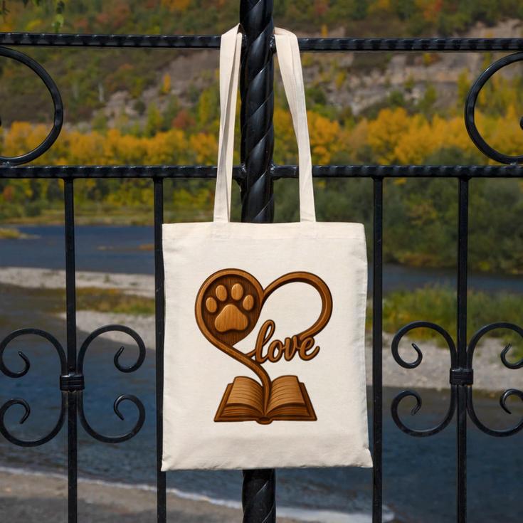 Girl Who Loves Dogs & Books Heart Dog Lover Reader Reeding Canvas Tote Bag Girl Who Loves Dogs & Books Heart Dog Lover Reader Reeding Canvas Tote Bag