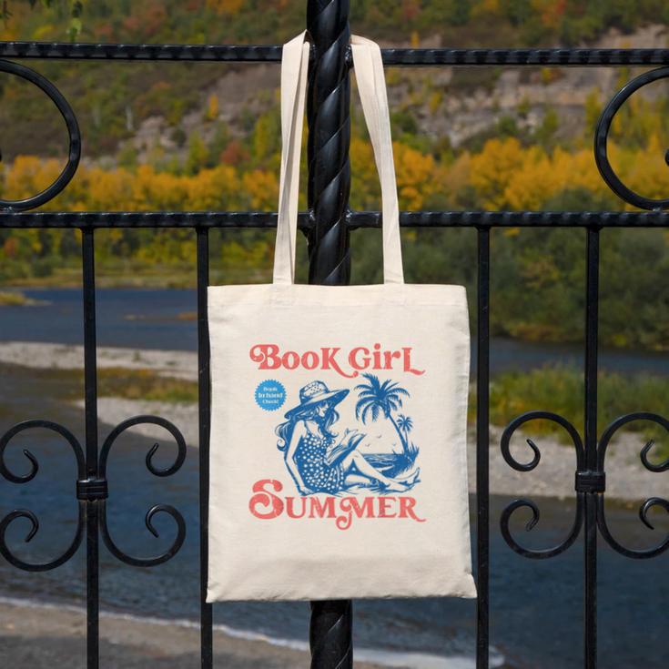 Girl Reading Book Summer Beach Vacation For Book Lover Canvas Tote Bag