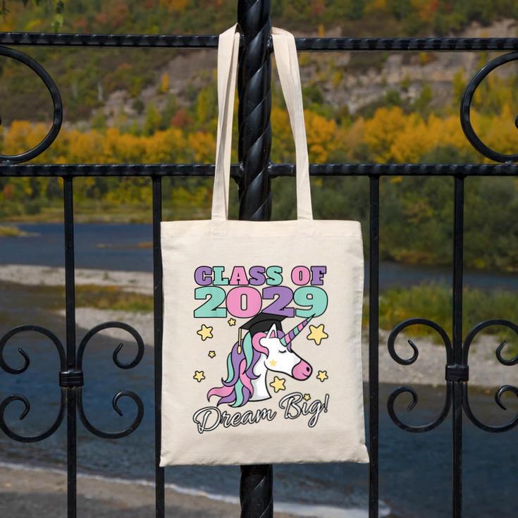 Girls Class Of 2029 Magical Unicorn Graduation Cap Canvas Tote Bag