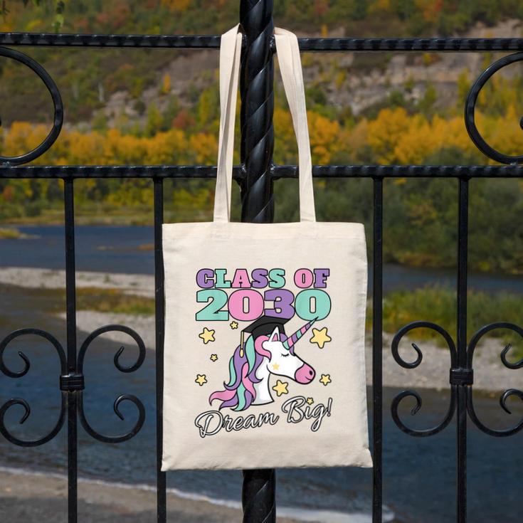 Girls Class Of 2030 Magical Unicorn Graduation Cap Canvas Tote Bag