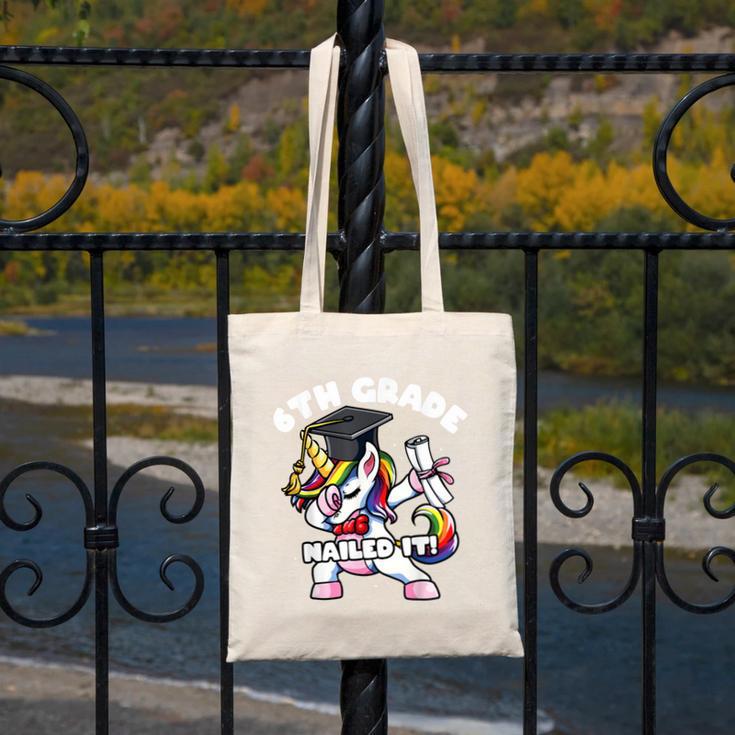 Girls Dabbing Unicorn 6th Sixth Grade Nailed It Graduation Canvas Tote Bag