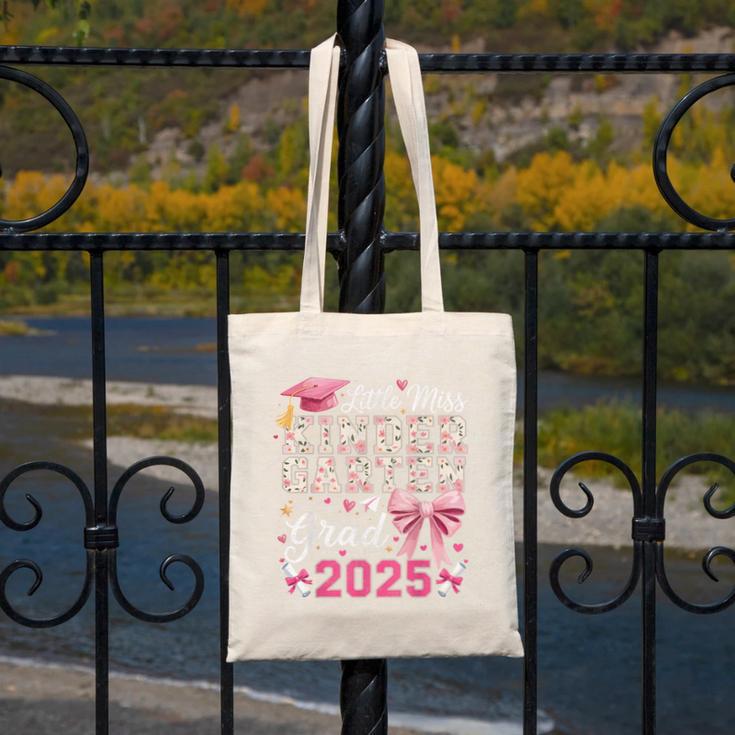 Girls Little Miss Kindergarten Grad 2025 Coquette Graduation Canvas Tote Bag