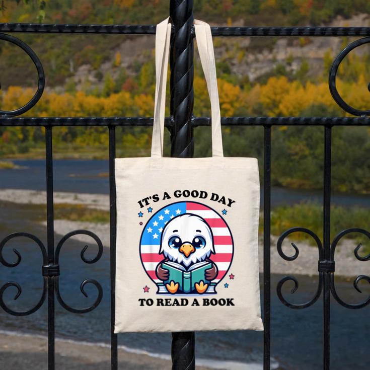 A Good Day To Read a Book Reading Eagle With American Flag Canvas Tote Bag A Good Day To Read a Book Reading Eagle With American Flag Canvas Tote Bag