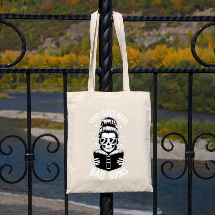 Good Girls Read Bad Books Skeleton Canvas Tote Bag