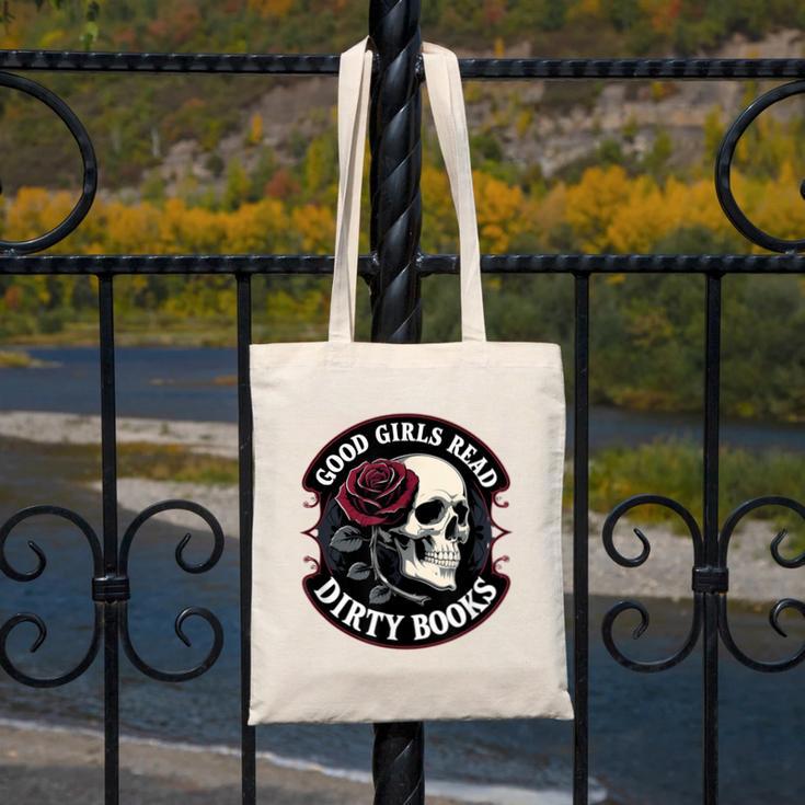 Good Girls Read Dirty Books Smut Reader Dark Romance Skull Canvas Tote Bag