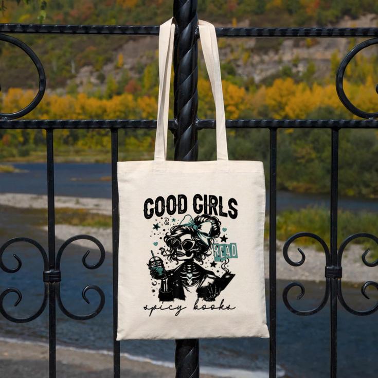Good Girls Read Spicy Skeleton Book Club Canvas Tote Bag Good Girls Read Spicy Skeleton Book Club Canvas Tote Bag