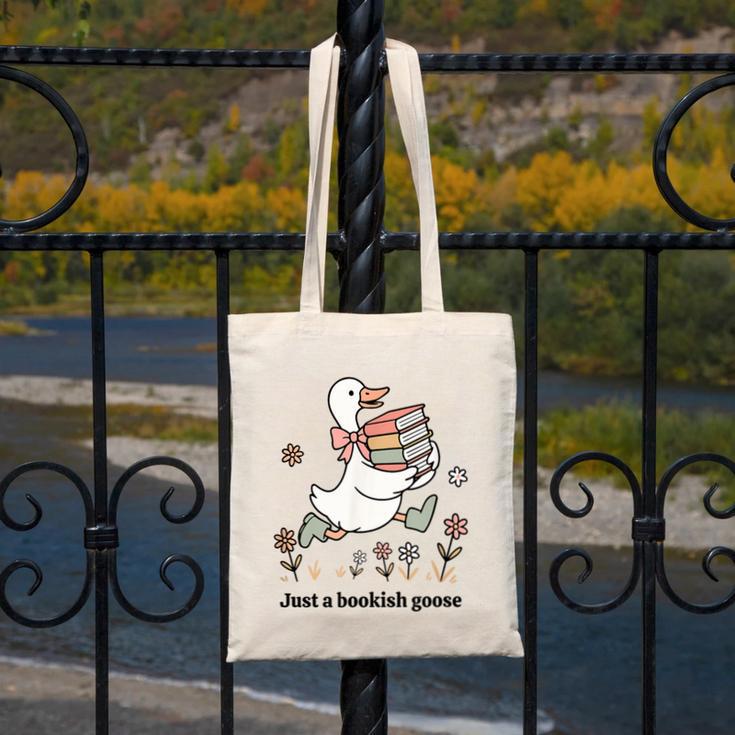 Goose With Books Cute Bookworm Reader Canvas Tote Bag