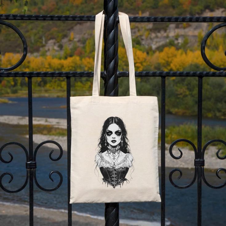 Gothic Goth Girl Woman Movie Book Art Canvas Tote Bag