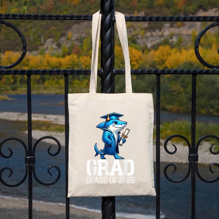 Grad Class Of 2025 Boys Shark Graduation Graduated Canvas Tote Bag