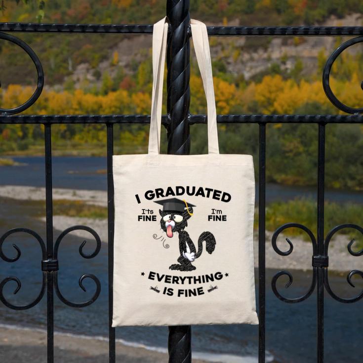 I Graduated Graduate Class 2025 Cat Graduation Canvas Tote Bag