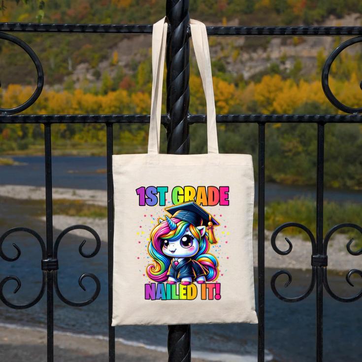 Graduation 1st Grade Unicorn Nailed It Girls Grad Magical Canvas Tote Bag