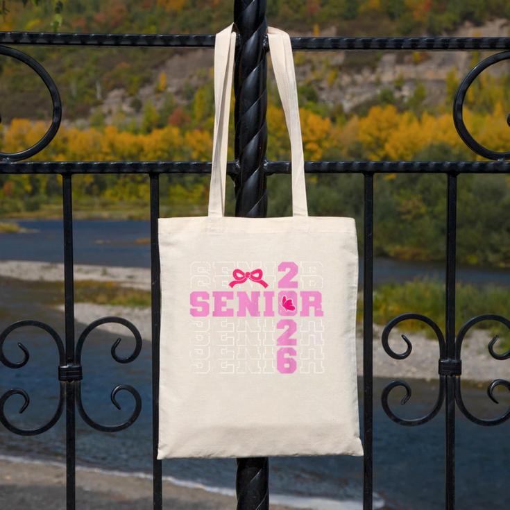 Graduation Class Of 2026 Senior 2026 Pink Bow Coquette Canvas Tote Bag