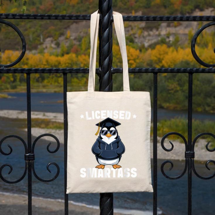 Graduation Penguin Licensed Smartass Graduate Canvas Tote Bag