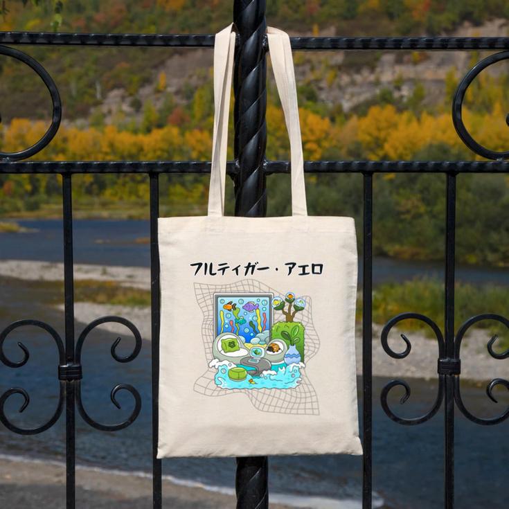 Grass Fun UI UX Er Computer Retro Fish Frutiger Aero Premium Tri-Blend Canvas Tote Bag