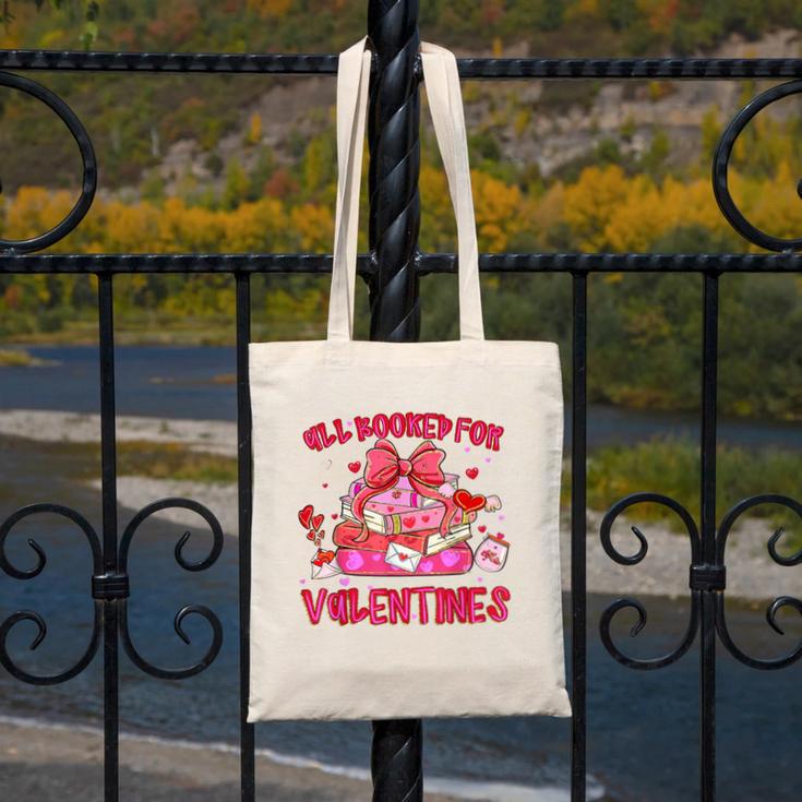 Groovy All Booked For Valentines Books Pink Coquette Bow Canvas Tote Bag