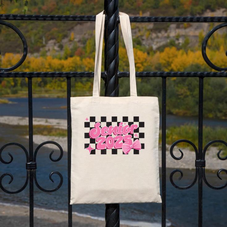 Groovy Senior Class Of 2026 Coquette Pink Bow Graduation Canvas Tote Bag