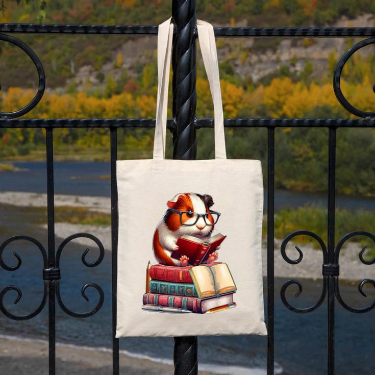 Guinea Pig Reading Books Matching Bookworm Readers Librarian Canvas Tote Bag Guinea Pig Reading Books Matching Bookworm Readers Librarian Canvas Tote Bag