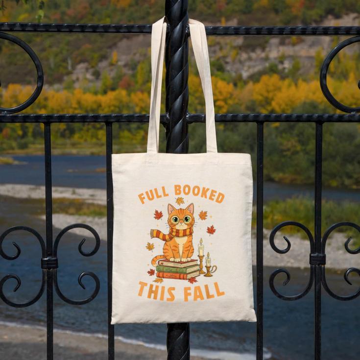 Halloween Fully Booked This Fall Book Ginger Cat Reading Canvas Tote Bag Halloween Fully Booked This Fall Book Ginger Cat Reading Canvas Tote Bag