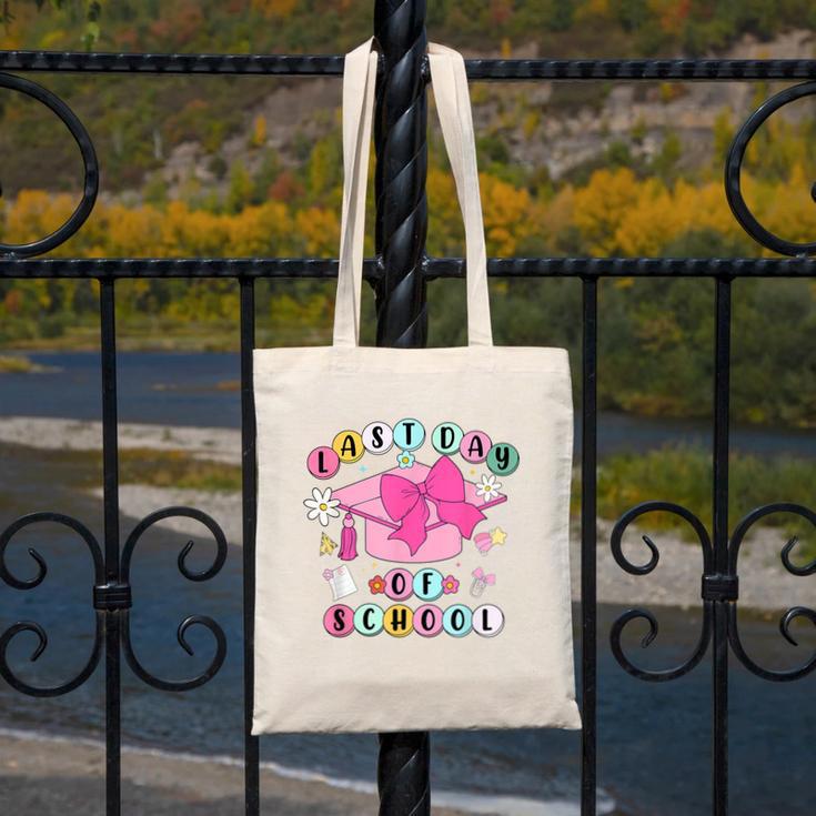 Happy Last Day Of School Coquette Bow Graduation Girls Kids Canvas Tote Bag