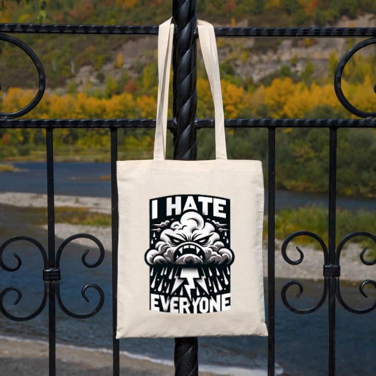 I Hate Everyone Introvert Anti-Social Dark Humor Canvas Tote Bag
