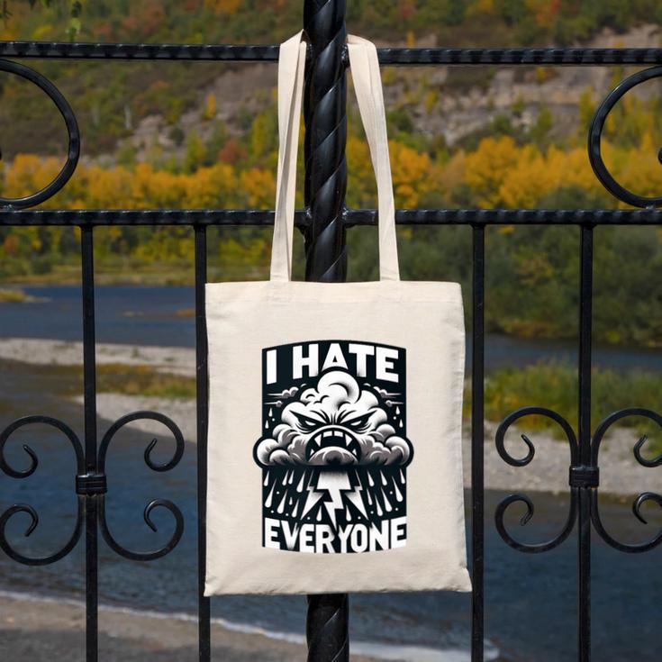 I Hate Everyone Introvert Anti-Social Dark Humor Canvas Tote Bag