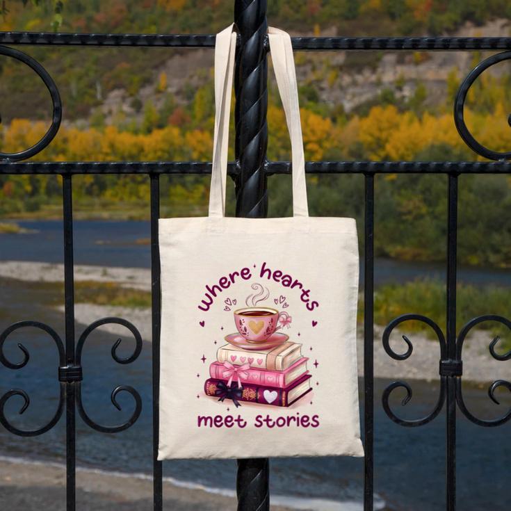Where Hearts Groovy Meet Stories Coffee Books Valentines Day Canvas Tote Bag Where Hearts Groovy Meet Stories Coffee Books Valentines Day Canvas Tote Bag