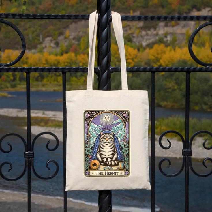 The Hermit Cat Tarot Card Introvert By Georgi Canvas Tote Bag The Hermit Cat Tarot Card Introvert By Georgi Canvas Tote Bag