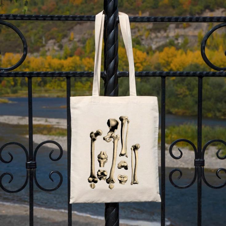 Hip And Leg Bones Book Print Vintage Human Bones Canvas Tote Bag