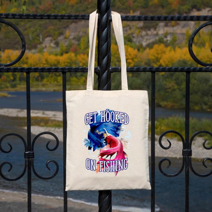 Hooked On Fishing Introvert Sayings Antisocial Quotes Canvas Tote Bag